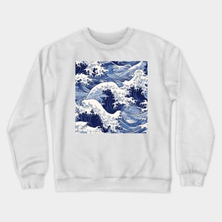 Ephemeral Crests: Hokusai Waves Reimagined Crewneck Sweatshirt